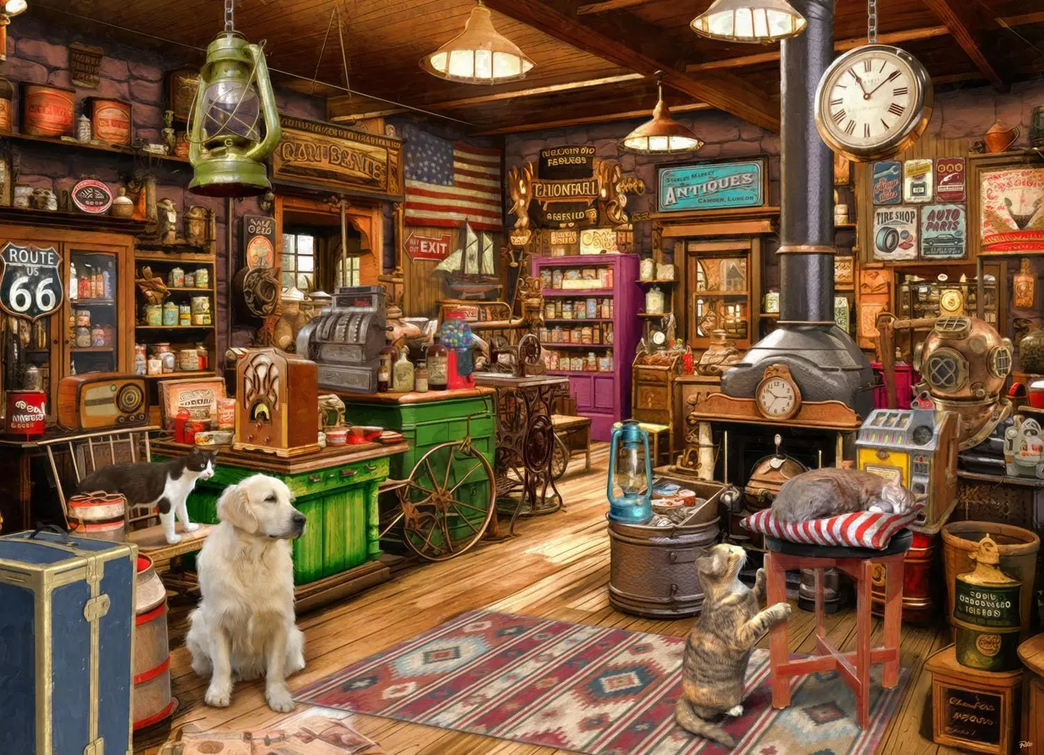Vintage Collectible Shop - Rompecabezas de madera de tienda de